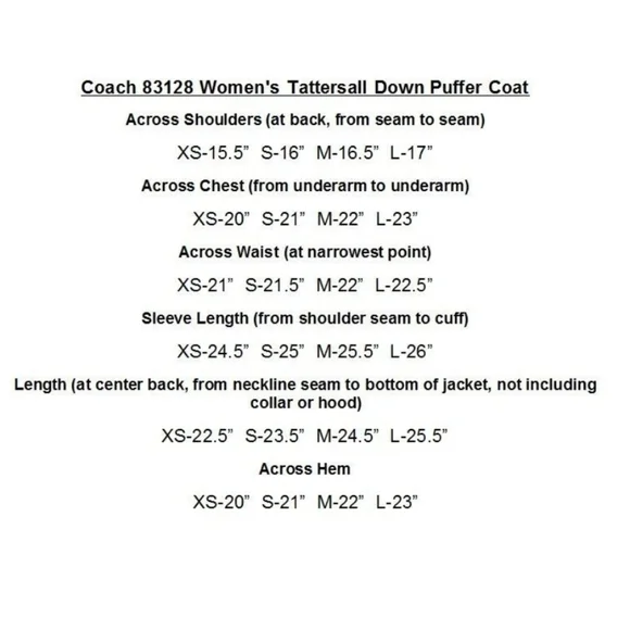 Coach 83128 Women's Legacy Tattersall Puffer Winter Coat, 83128, NWT SIZE LARGE - Picture 2 of 11